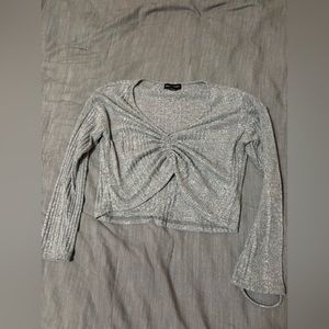 Grey Long Sleeve V neck Size S